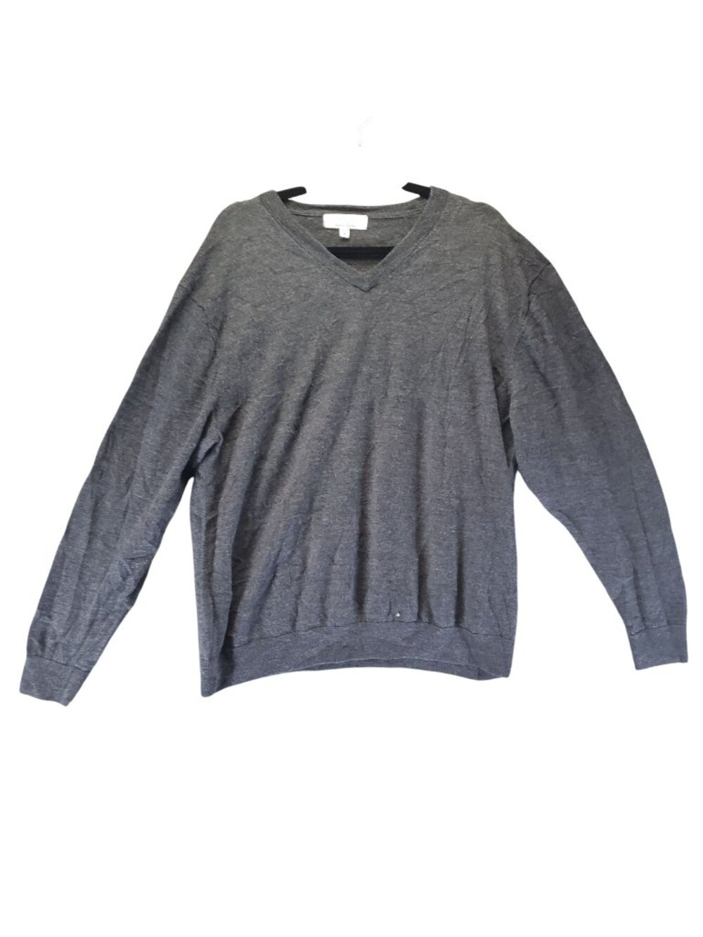 Turnbury Sweater Mens XL Gray V-Neck 100% Extra Fine Merino Wool Lightweight